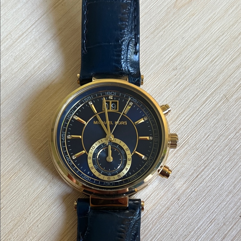 Michael Kors Gold and Navy Chronograph Watch